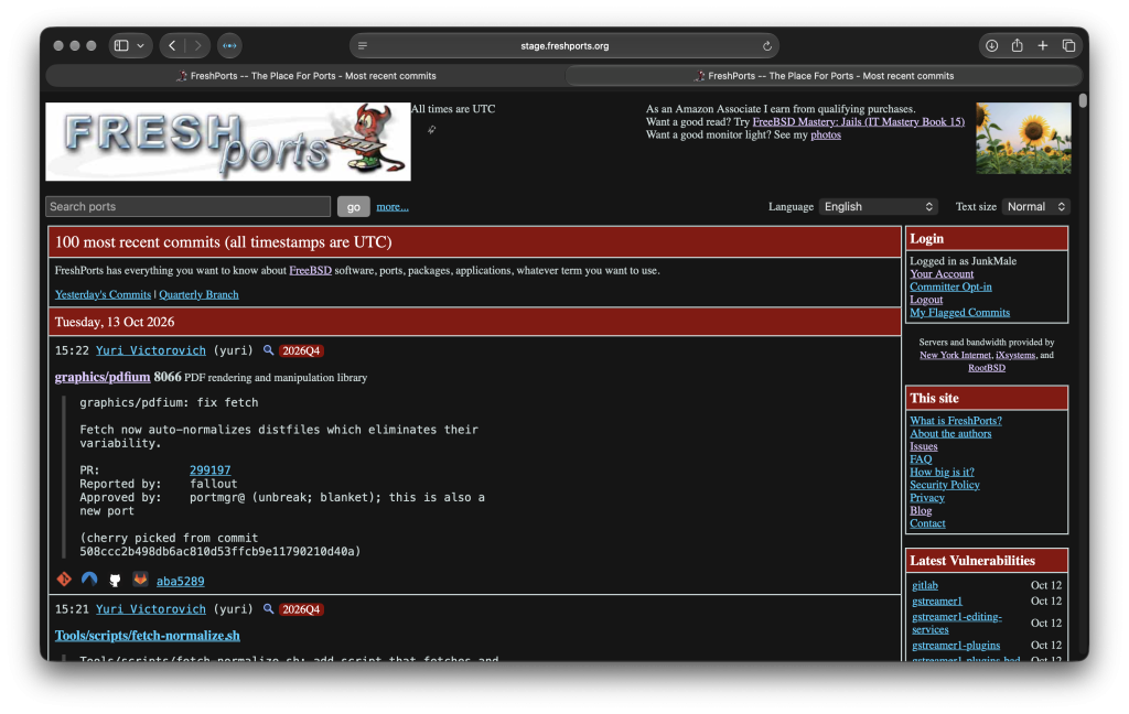 Home page after